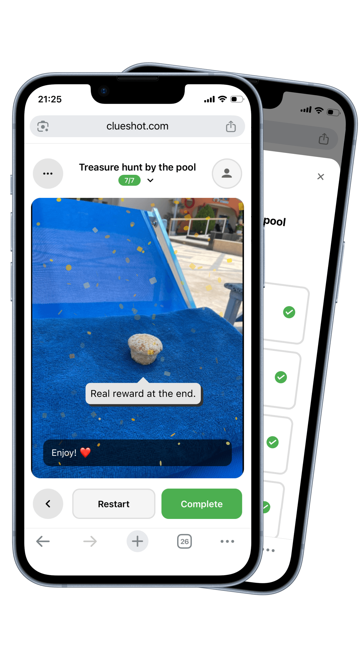 Clueshot app revealing the final treasure step